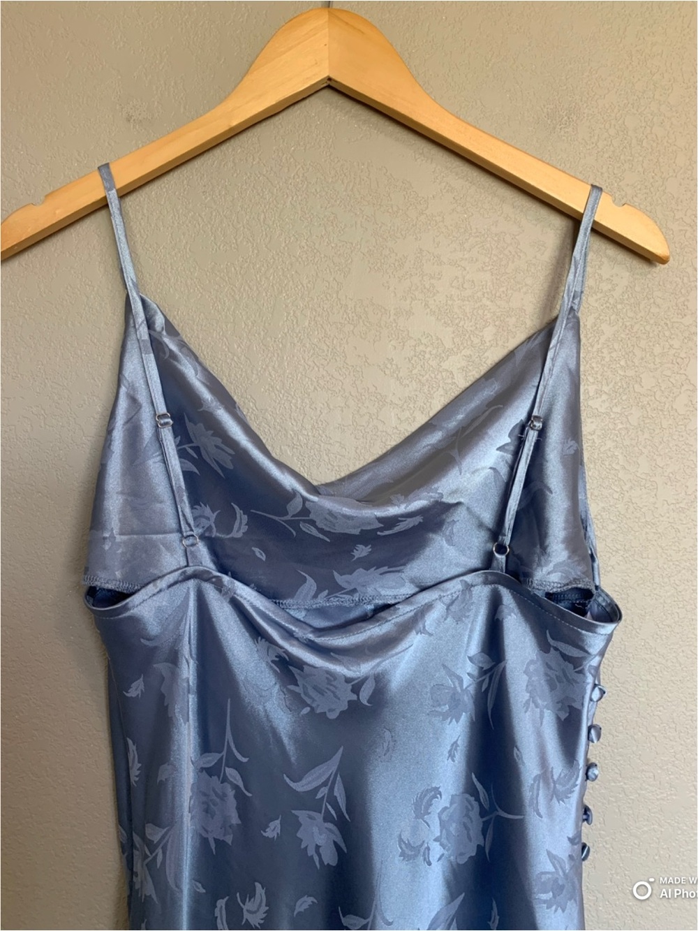 Lulus XL All About You Slate Blue Floral Jacquard Satin Midi Dress NWT FLAW - Picture 9 of 17